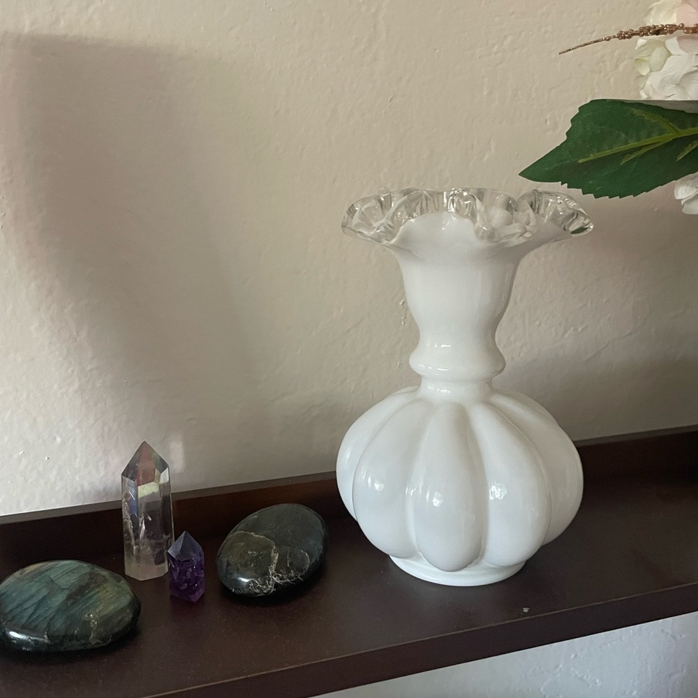 Fenton Silver Crest Milk Glass Vase